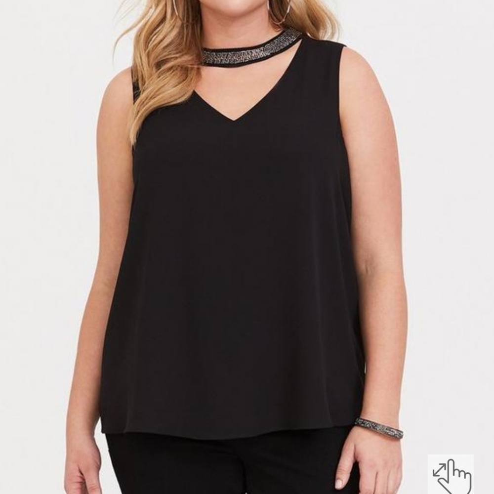 Georgette Embellished Choker Tank